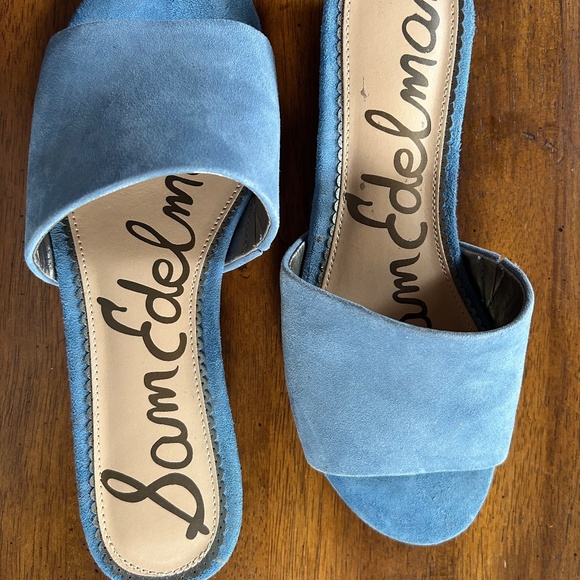 Denim Blue Suede Sam Edelman Slides (8M) - Picture 3 of 5